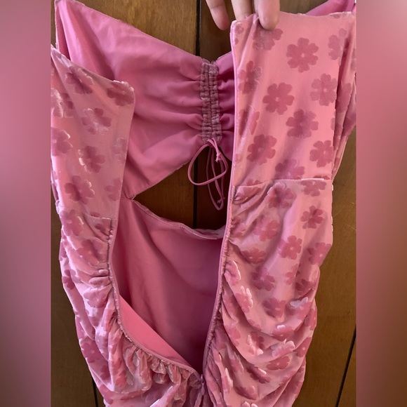 For Love and Lemons FL&L Lusk Velvet Midi Dress Pink Size Large EUC - Picture 15 of 16